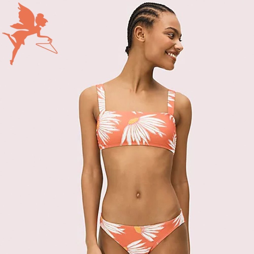 NWT KATE SPADE Falling Flower Square Neck Bikini Top